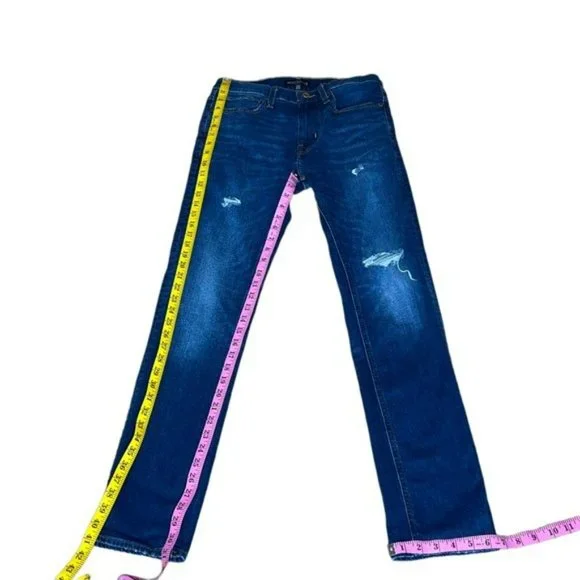 J. Crew Mercantile Dark Wash Distressed Straight Leg Jeans Size 28/32 - Picture 11 of 14